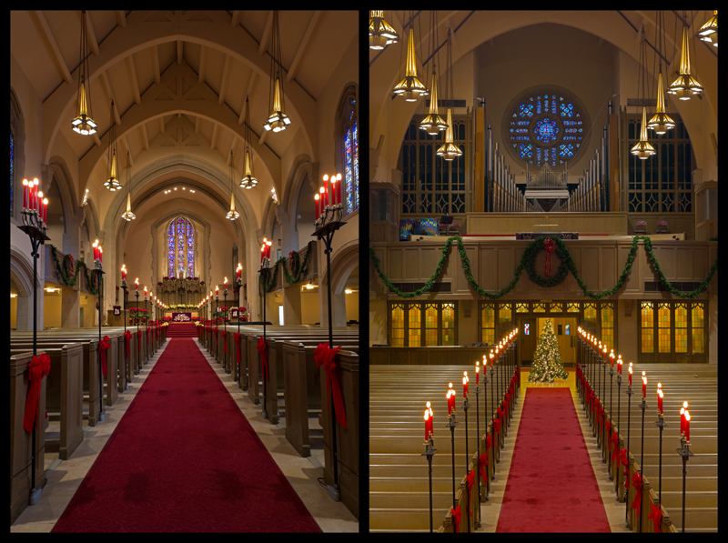 "Christmas At Montview Stained Glass Diptych" - Montview Boulevard Presbyterian Church, Denver, Colorado